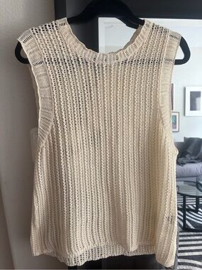 rag & bone Cream Open-Knit Sleeveless Top